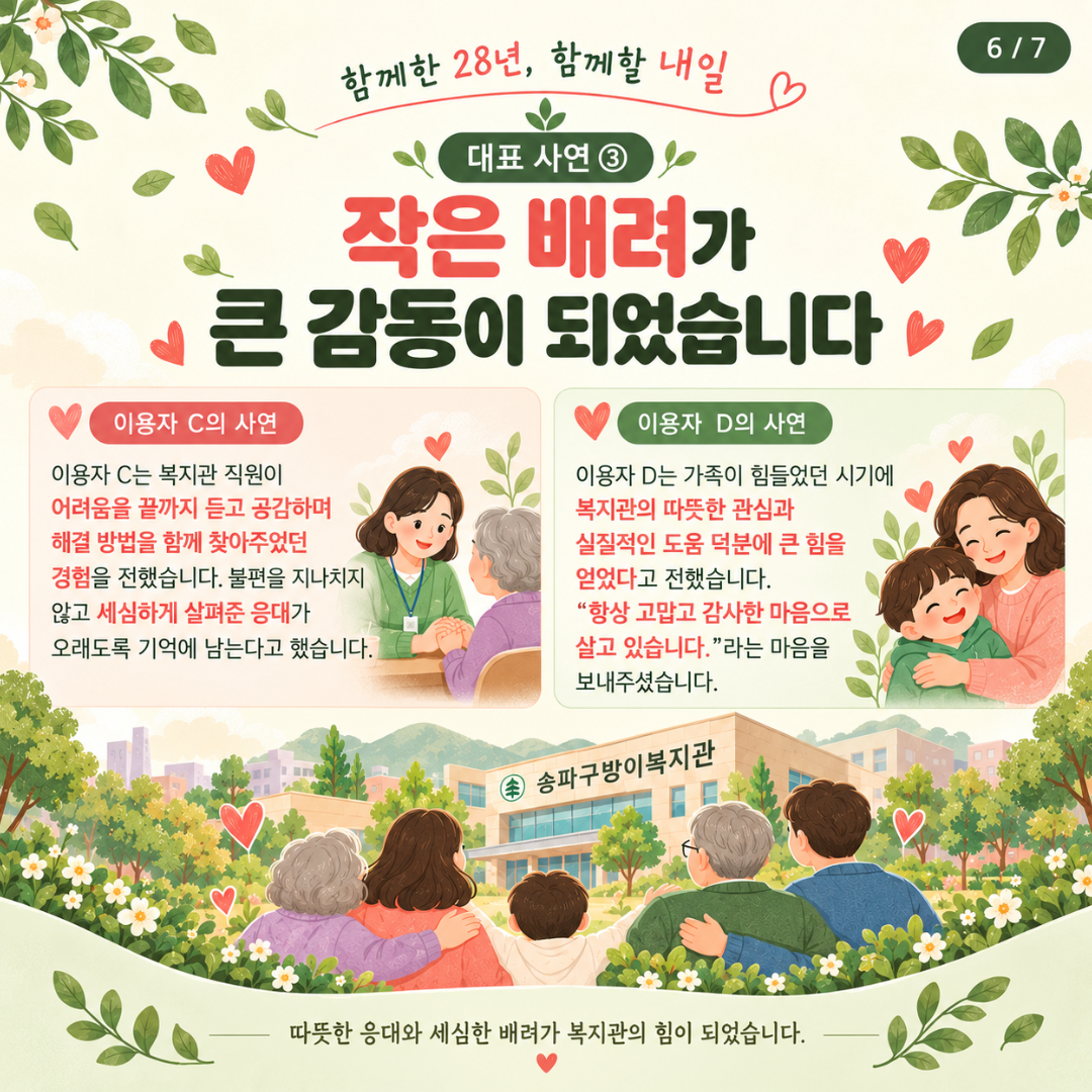 송파구방이복지관 28주년 개관기념 감사 사연 이벤트 결과
